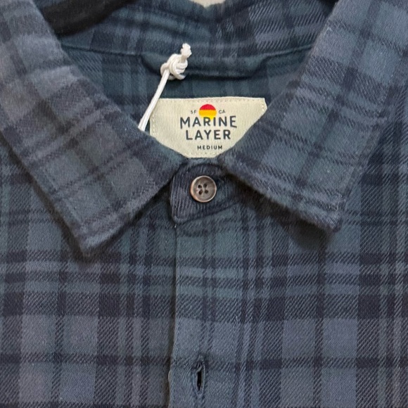 Marine Layer Tahoe Blue Flannel Shirt Size Medium New Never Worn - Picture 5 of 5